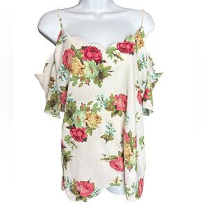 Rags to Wishes Floral Cold Shoulder Tank Top ALTERED